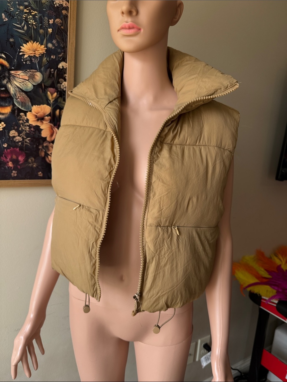 Women’s Quilted Puffer Vest - Tan